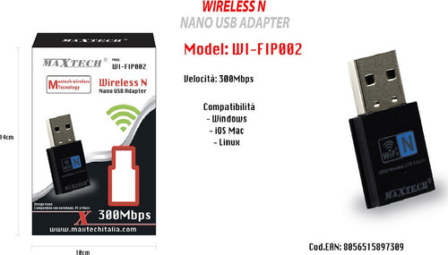 Chiavetta Pennetta Adattatore Wireless Wifi Usb 300m Nano Pc Computer Maxtech Wi-fip002 Informatica e Videogiochi > Accessori PC > Adattatori e Convertitori Trade Shop italia - Napoli, Commerciovirtuoso.it