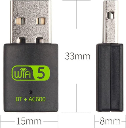 Chiavetta USB Dual Band con Bluetooth 4.2 Wi-Fi fino a 600 mbps Wireless 2,4GHz e 5GHz Adattatore Usb Pc Mac
