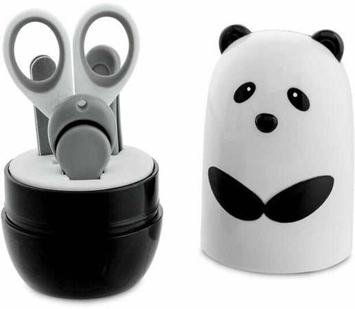 Chicco Astuccio Panda Manicure 4 in 1 Forbici Arrotondate Tagliaunghie Lime Monouso E Pinzetta 0m+