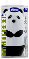 Chicco Astuccio Panda Manicure 4 in 1 Forbici Arrotondate Tagliaunghie Lime Monouso E Pinzetta 0m+