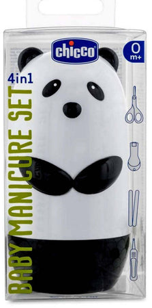 Chicco Astuccio Panda Manicure 4 in 1 Forbici Arrotondate Tagliaunghie Lime Monouso E Pinzetta 0m+