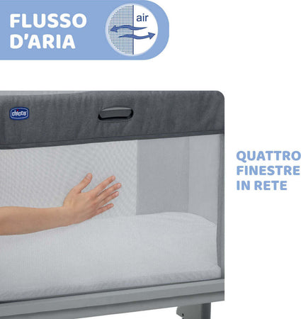 Chicco-Culla-Next2me-Forever-,-Slate-Grey,-Honey-Beige,-Culla-Neonato-Fianco-Letto,-Spondina-Apribile-Altezza-Regolabile,-vari-colori
