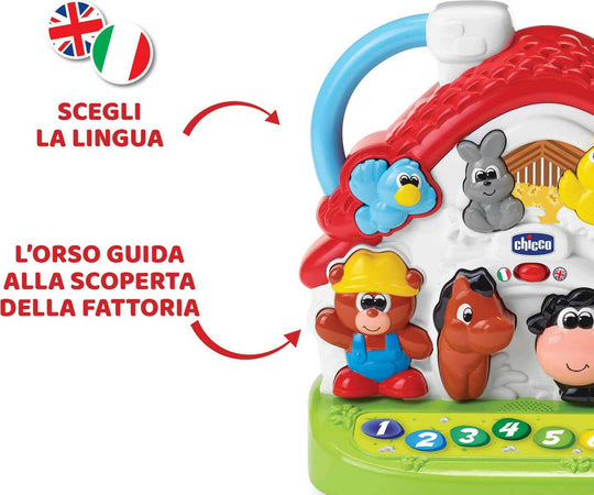 Chicco fattoria parlante bilingue italiano/inglese, fattoria con animali per bambini con luci e suoni, 3 modalità di gioco, gioco educativo elettronico - giochi bambini 1-4 anni Giochi e giocattoli/Giocattoli prima infanzia/Giochi musicali Sanitaria Gioia del Bimbo - Villa San Giovanni, Commerciovirtuoso.it