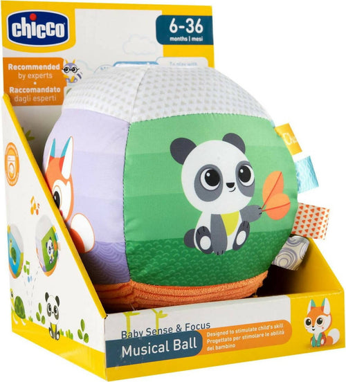 Chicco-Palla-Musicale-Elettronica,-Melodie-e-Suoni,-Pallla-Morbia-con-Tessuti-e-Etichette,-Per-Gattonare,-Specchietto-per-Giochi-di-Luce,-Lavabile-in-Lavatrice,-Giochi-Bambini-3-Mesi---3-Anni