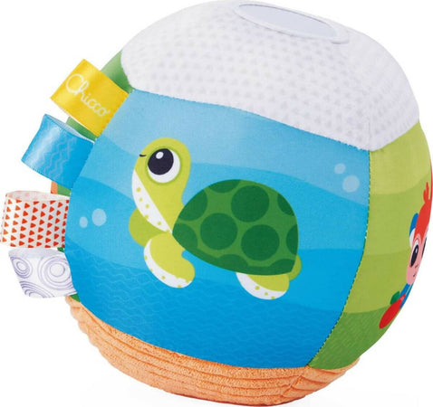 Chicco-Palla-Musicale-Elettronica,-Melodie-e-Suoni,-Pallla-Morbia-con-Tessuti-e-Etichette,-Per-Gattonare,-Specchietto-per-Giochi-di-Luce,-Lavabile-in-Lavatrice,-Giochi-Bambini-3-Mesi---3-Anni