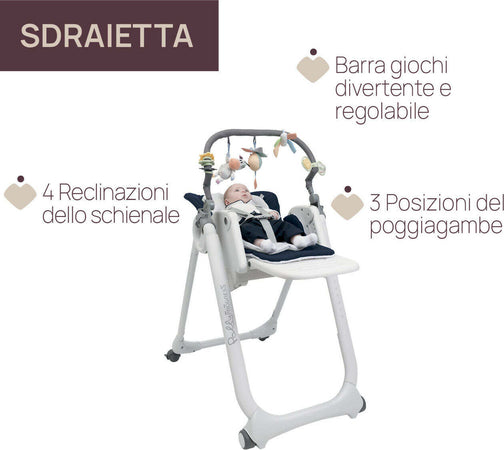 Chicco-Polly-Magic-Relax-Seggiolone-Pappa-Per-0-Mesi---3-Anni-(15-Kg),-Regolabile-4-Ruote,-Reclinabile-A-Sdraietta,-Chiusura-Compatta,-Barra-Gioco-E-Cuscino-Riduttore-Blue-Passion