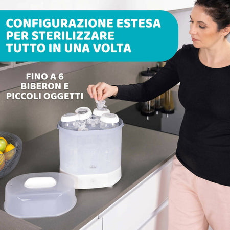 CHICCO STERILIZZATORE A VAPORE Sterilizzatore Elettrico Vapore Per 6 Biberon di 330 ml, Bianco Elimina il 99,9% dei germi Prima infanzia/Allattamento e pappa/Allattamento con biberon/Sterilizzatori Sanitaria Gioia del Bimbo - Villa San Giovanni, Commerciovirtuoso.it