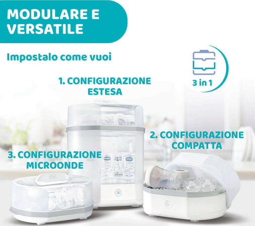 CHICCO STERILIZZATORE A VAPORE Sterilizzatore Elettrico Vapore Per 6 Biberon di 330 ml, Bianco Elimina il 99,9% dei germi Prima infanzia/Allattamento e pappa/Allattamento con biberon/Sterilizzatori Sanitaria Gioia del Bimbo - Villa San Giovanni, Commerciovirtuoso.it