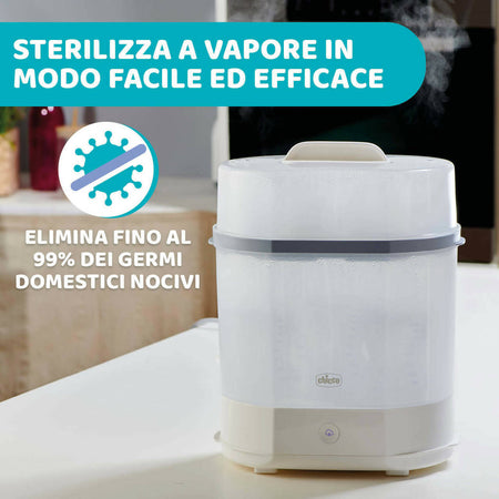 CHICCO STERILIZZATORE A VAPORE Sterilizzatore Elettrico Vapore Per 6 Biberon di 330 ml, Bianco Elimina il 99,9% dei germi Prima infanzia/Allattamento e pappa/Allattamento con biberon/Sterilizzatori Sanitaria Gioia del Bimbo - Villa San Giovanni, Commerciovirtuoso.it
