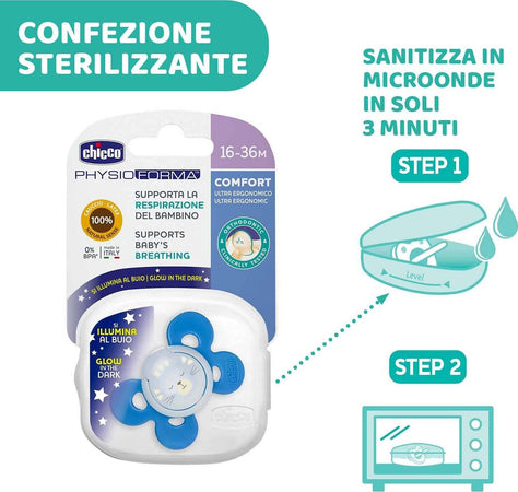 Chicco Succhietto Physio Comfort Night in Caucciù Ciuccio Babini 16-36 Mesi Si Illumina al Buio Ciuccio Chicco Luminoso Confezione 1 Pz. Prima infanzia/Regali per neonati/Abiti da battesimo per bimba Mondo Bimbo - Bagnara Calabra, Commerciovirtuoso.it