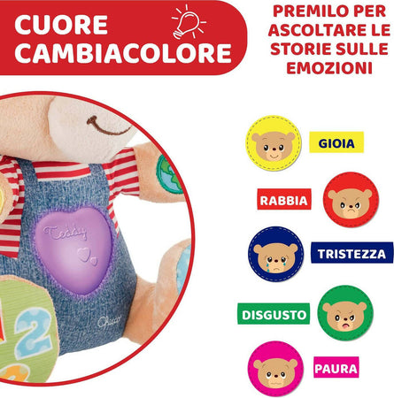 Chicco teddy orso delle emozioni, peluche evolutivo interattivo bilingue italiano/inglese, gioco educativo con emozioni, numeri e lettere, pupazzo con luci e canzoni - giochi bambini 6 mesi - 5 anni Giochi e giocattoli/Giocattoli prima infanzia/Giochi musicali Sanitaria Gioia del Bimbo - Villa San Giovanni, Commerciovirtuoso.it