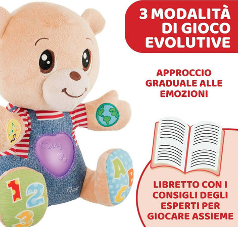 Chicco teddy orso delle emozioni, peluche evolutivo interattivo bilingue italiano/inglese, gioco educativo con emozioni, numeri e lettere, pupazzo con luci e canzoni - giochi bambini 6 mesi - 5 anni Giochi e giocattoli/Giocattoli prima infanzia/Giochi musicali Sanitaria Gioia del Bimbo - Villa San Giovanni, Commerciovirtuoso.it
