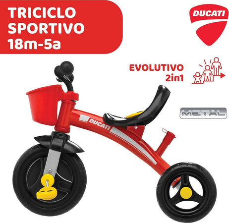 Chicco Triciclo Bambini U-GO Ducati 2in1, Triciclo Bimba e Bimbo con Maniglione ad Altezza Regolabile, Cinture di Sicurezza e Cestello Portaoggetti, Max 20 kg, Giochi per Bambini 18 Mesi, 5 Anni Giocattolo Sanitaria Gioia del Bimbo - Villa San Giovanni, Commerciovirtuoso.it