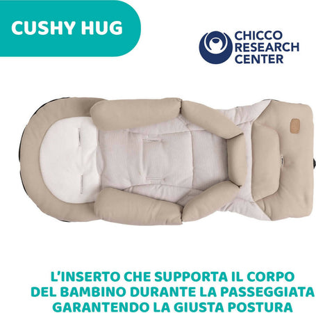 Chicco-Trio-Mysa-Con-Seggiolino-Auto-Kory-Is-Essential-Black-Con-Cushy-Hug-Con-Passeggino-Con-Navicella-Omaggio-Chicco-Stand-Lullaglide-e-BASE-PER-SEGGIOLINI-AUTO-FULL-360-I-SIZE,-Colore-Amber-Glow