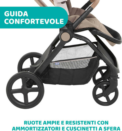 Chicco-Trio-Mysa-Con-Seggiolino-Auto-Kory-Is-Essential-Black-Con-Cushy-Hug-Con-Passeggino-Con-Navicella-Omaggio-Chicco-Stand-Lullaglide-e-BASE-PER-SEGGIOLINI-AUTO-FULL-360-I-SIZE,-Colore-Amber-Glow