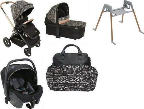 Chicco-Trio-Mysa-Con-Seggiolino-Kory-IS-Plus-Black-Con-Adattatori-Fast-In-Con-Borsa-Abbinata-Con-Cushy-Hug-Con-Passeggino-Con-Navicella-OMAGGIO-CHICCO-STAND-LULLAGLIDE-supporto-per-trio-con-delicato-movimento-a-dondolo,-colore-Glam-Dew-Re_Lux