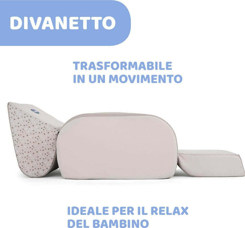 Chicco-Twist-Poltroncina-Per-Bambini-Trasformabile-In-Chaise-Longue-E-Divanetto,-Sedia-Per-Bambini-Con-3-Configurazioni,-Comoda-E-Leggera,-Si-Trasforma-Con-1-Gesto---Per-Bambini-12+-Mesi