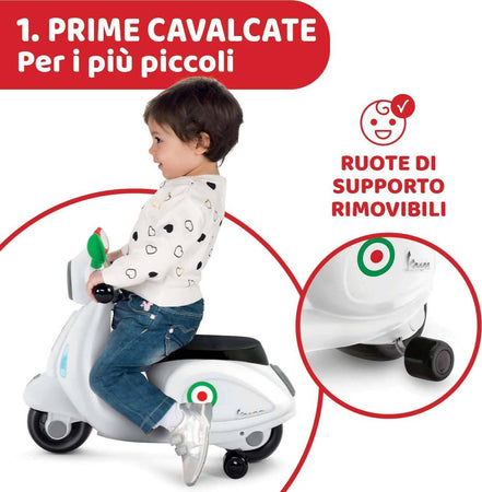 Chicco Vespa Primavera Cavalcabile Bambini Gioco Vespa Giocattolo Cavalcabile con Pannello Elettronico, Luci e Suoni, Ruote di Supporto Rimovibili Max 25 Kg - Giochi per Bambini 1-3 Anni Giochi e giocattoli/Sport e giochi all'aperto/Biciclette e tricicli/Ride-On Mondo Bimbo - Bagnara Calabra, Commerciovirtuoso.it
