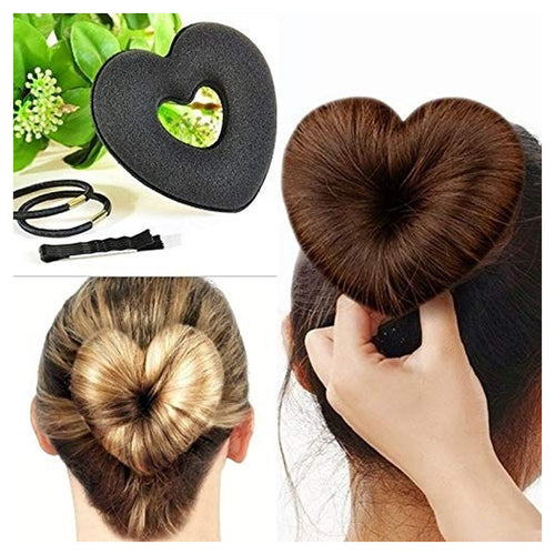 Chignon A Forma Di Cuore Con 5 Forcine E 2 Codini Per Capelli Acconciatura Moda
