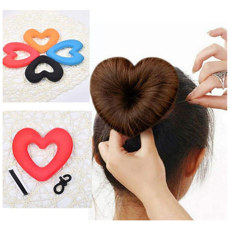 Chignon A Forma Di Cuore Con 5 Forcine E 2 Codini Per Capelli Acconciatura Moda