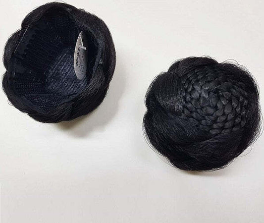 Chignon-Capelli-Sintetici-Nero-A30-Treccia-Donna-Pettinatura-Acconciature