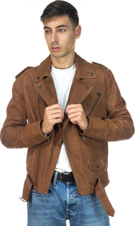 Chiodo-Tre-Tasche---Chiodo-Uomo-Cuoio-Effetto-Antichizzato-in-vera-pelle