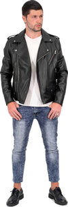 Chiodo-Tre-Tasche---Chiodo-Uomo-Nero-in-vera-pelle-con-Zip-Argentate