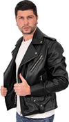 Chiodo-Tre-Tasche---Chiodo-Uomo-Nero-in-vera-pelle-con-Zip-Argentate