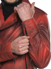 Chiodo-Tre-Tasche---Chiodo-Uomo-Rosso-Tamponato-in-vera-pelle