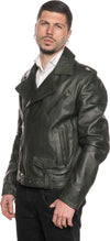 Chiodo-Tre-Tasche---Chiodo-Uomo-Verde-in-vera-pelle