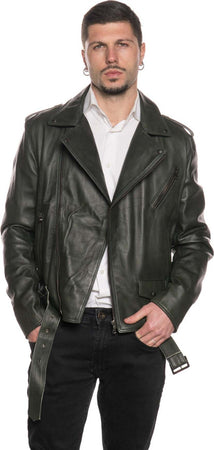 Chiodo-Tre-Tasche---Chiodo-Uomo-Verde-in-vera-pelle