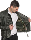 Chiodo-Tre-Tasche---Chiodo-Uomo-Verde-in-vera-pelle