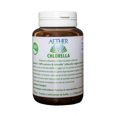 Chlorella 100% Pura Organica Biologica 200 compresse da 500 mg, - Aether