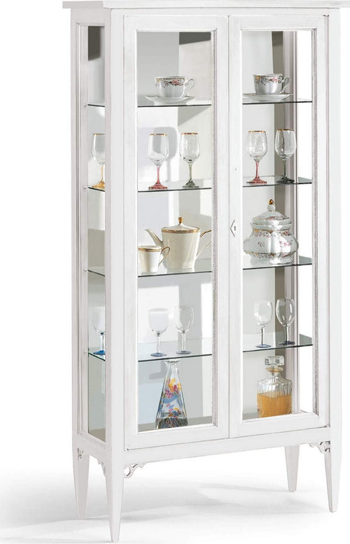 CHRISTAL---credenza-con-vetrina-in-legno-massello-89x34x170-Bianco-Milani-Home