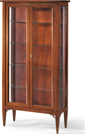 CHRISTAL---credenza-con-vetrina-in-legno-massello-89x34x170-Tinta-noce-Milani-Home