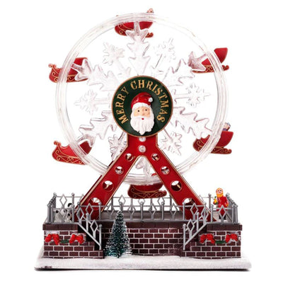 Ruota panoramica decorazione per villaggio Natalizio con animazioni e luci h 28 cm