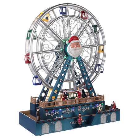 Ruota panoramica gigante decorazione per villaggio di Natale con luci h 49 cm