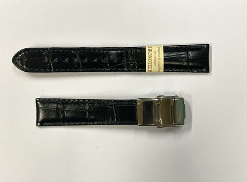 CHRONOTECH - CINTURINO PER OROLOGIO IN PELLE NERA ANSA 18MM