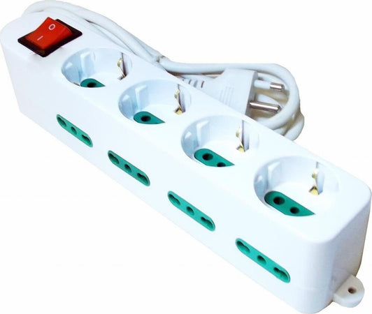 CIABATTA MULTIPRESA ELETTRICA 12 POSTI 4 SCHUKO PRESA INTERRUTTORE SICUREZZA Fai da te/Materiale elettrico/Multiprese Trade Shop italia - Napoli, Commerciovirtuoso.it