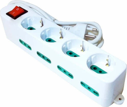 Ciabatta-Multipresa-Elettrica-12-Posti-4-Schuko-Presa-Interruttore-Sicurezza