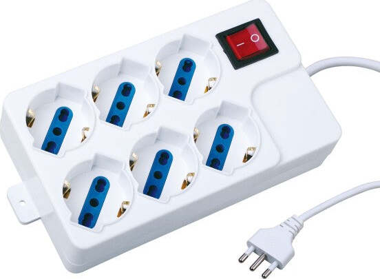 Ciabatta Multipresa Elettrica 6 Posti Schuko 10-16a Interruttore 2500w 1,5mt Fai da te/Materiale elettrico/Multiprese Trade Shop italia - Napoli, Commerciovirtuoso.it