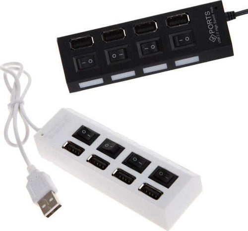 Ciabatta Usb Multipresa Hub Con 4 Porte Usb 2.0 Nera O Bianca E Led Blu Elettronica/Informatica/Accessori/USB Hub Trade Shop italia - Napoli, Commerciovirtuoso.it