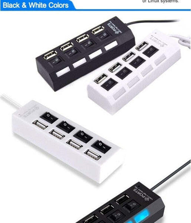 Ciabatta Usb Multipresa Hub Con 4 Porte Usb 2.0 Nera O Bianca E Led Blu Elettronica/Informatica/Accessori/USB Hub Trade Shop italia - Napoli, Commerciovirtuoso.it