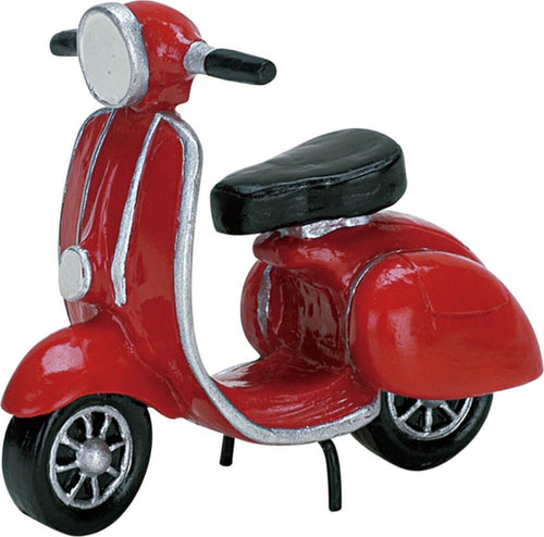 Ciclomotore rosso, accessorio villaggio di Natale in Poliresina Casa e cucina/Decorazioni per interni/Addobbi e decorazioni per ricorrenze/Decorazioni natalizie/Oggettistica MagiediNatale.it - Altamura, Commerciovirtuoso.it