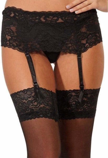 Cintura-Ampia-Reggicalze-In-Pizzo-Elasticizzato-Collant-Reggenti-Taglia-Unica-Lingerie