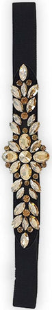Cintura Donna Bianco E Oro Fascia Sottile Fiori E Foglie in Tessuto Elasticizzato Con Gioiello in Strass Sulla Parte Frontale 68cm CLFC1271911 Moda/Donna/Accessori/Cinture You Store - Messina, Commerciovirtuoso.it