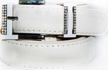 Cintura Donna Bianco Ecopelle Pelle Cinta Tessuto Fibbia In Metallo Brillantini Moda/Donna/Accessori/Cinture Trade Shop italia - Napoli, Commerciovirtuoso.it