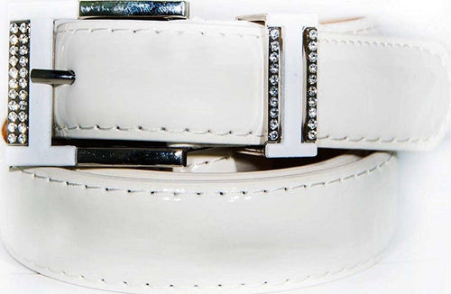 Cintura Donna Bianco Ecopelle Pelle Cinta Tessuto Fibbia In Metallo Brillantini Moda/Donna/Accessori/Cinture Trade Shop italia - Napoli, Commerciovirtuoso.it