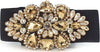 Cintura Donna Oro Fascia Larga Fiore E Pietre in Tessuto Elasticizzato Con Gioiello in Strass Sulla Parte Frontale Retro Con Chiusura a Clip 68 x73cm CLFC1638211 Moda/Donna/Accessori/Cinture You Store - Messina, Commerciovirtuoso.it