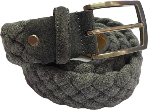 Cintura uomo Bergamotto - Intrecciata - In lana e Vera pelle - Grigio
